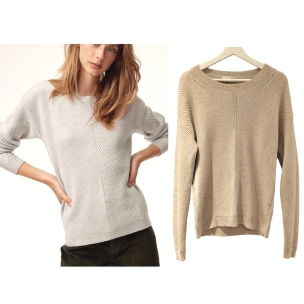 ARITZIA WILFRED FREE Isabelli Tan Cream Wool Sweater S Small crewneck